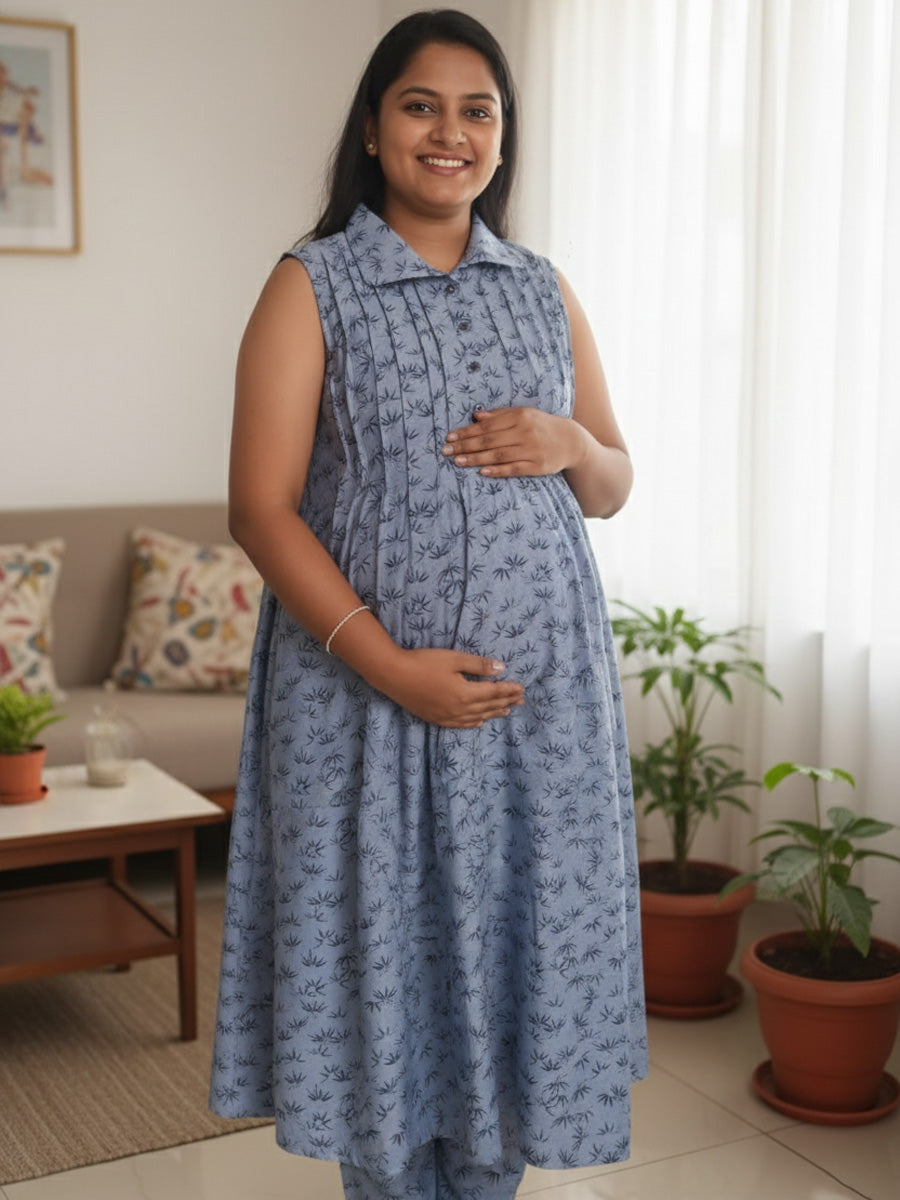 Sleeveless Cotton Collar Cord Set – Nursing Zip | Ziva