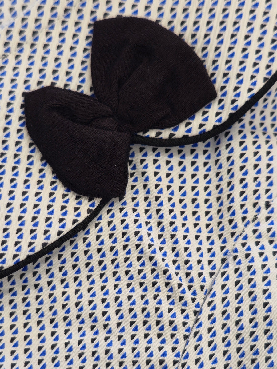 Pure Comfort Blue & Black Geometric Print Maternity & Nursing soft cotton Short Nighty | Ziva