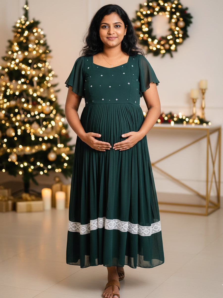 Maternity Party Wear Dress Green