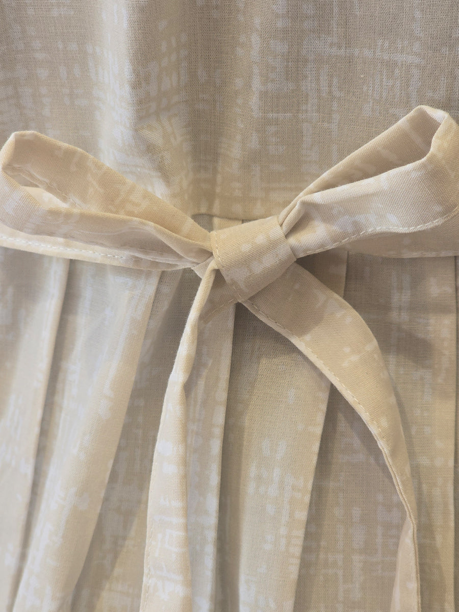 Cotton Full-Open Short Maternity Nighty – Light Cream Distressed Print |ziva