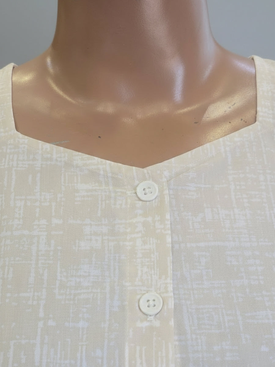 Cotton Full-Open Short Maternity Nighty – Light Cream Distressed Print |ziva