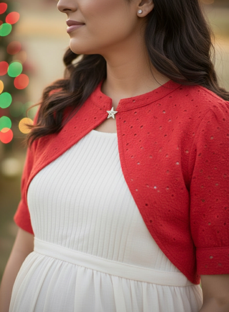 Maternity Short Dress Joy - White & Red