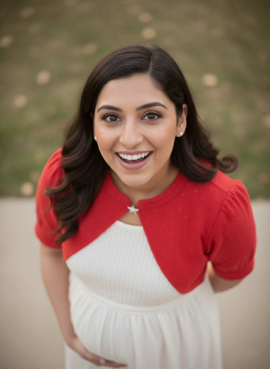 Maternity Short Dress Joy - White & Red