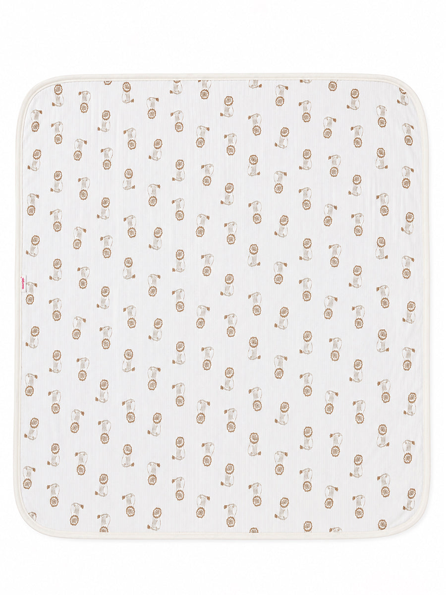 Ziva Baby Blanket – Off White | Lion Cub Print | 100% Knitted Cotton