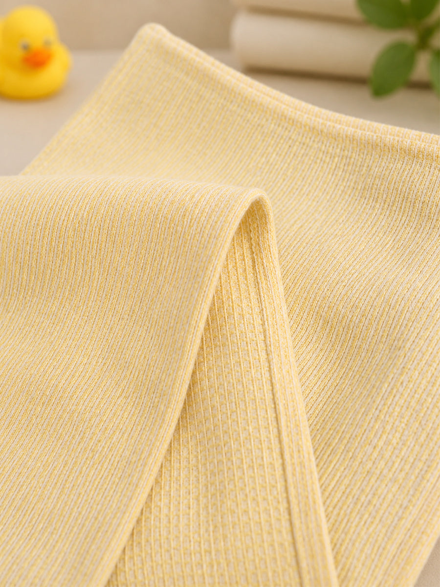 Ziva Baby Bath Towel – Soft Pastel Yellow | Cotton | Square Grid Cotton Weave