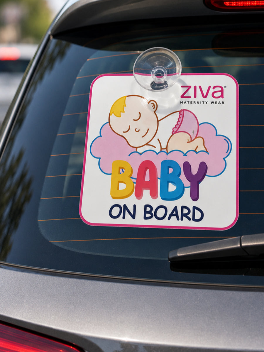 Ziva Baby on Board Car Sign with Suction Cup – Sleeping Baby on Cloud Print