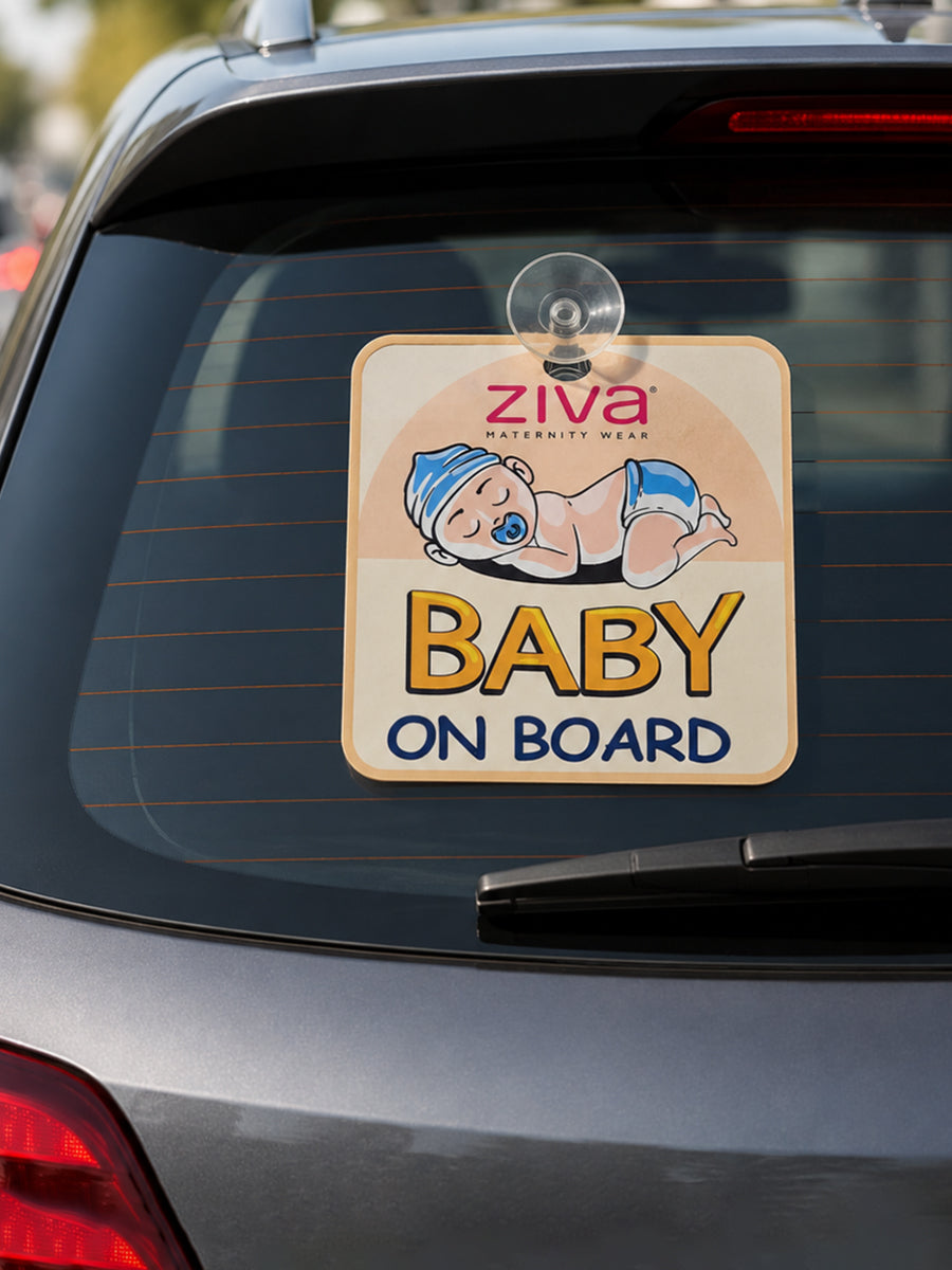 Ziva Baby on Board Car Sign with Suction Cup – Sleeping Baby with Pacifier Print