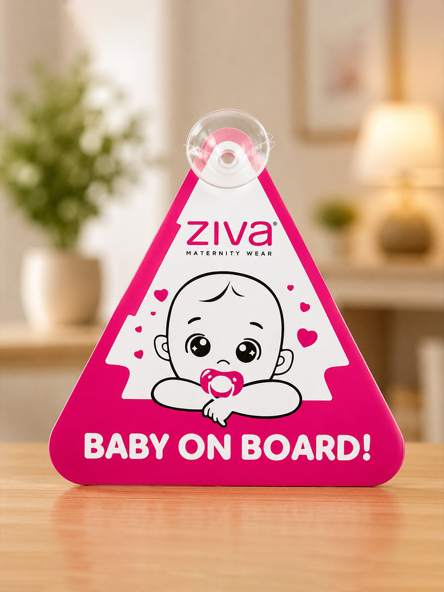 Ziva Baby on Board Car Sign with Suction Cup – Cute Baby Face with Pacifier Print