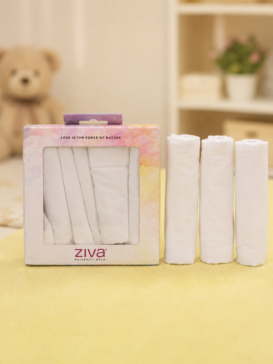 Ziva 6-Piece Cotton Jabla with Tie – Soft Sleeveless Newborn Wear | White