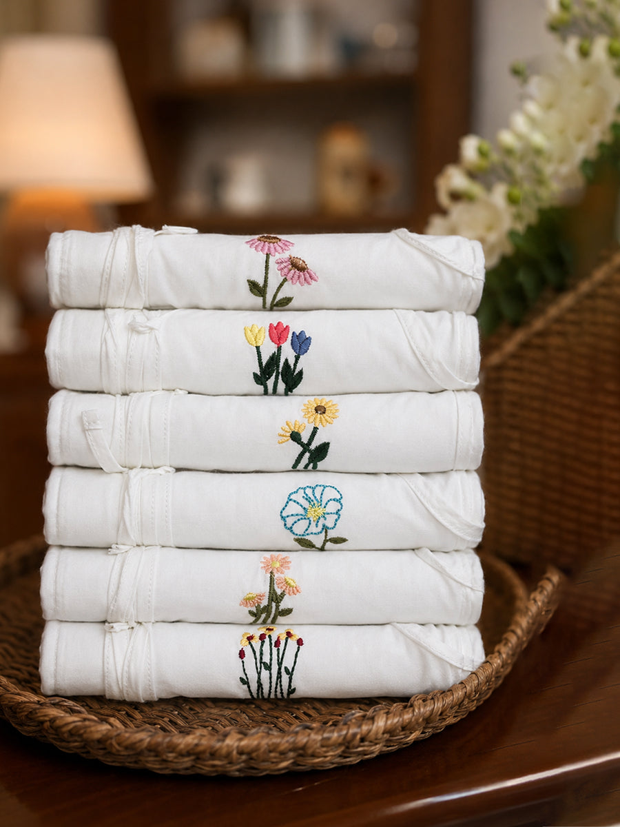 Ziva Premium Cotton Embroidery Jabla – Front Tie Newborn Baby Wear | Floral Design | 6 Pieces