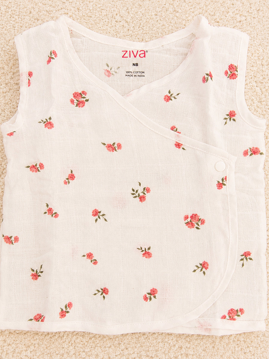 Ziva Premium Muslin Baby Jabla – Side Open Overlap Press Button | Pack of 3 Assorted Prints (Print Details: Check Product Description)