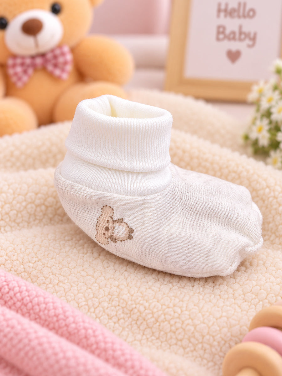 Ziva Premium Baby Booties – Pack of 3 Pairs | Knitted Cotton | Assorted Unisex Prints – Little Animal, Cloud-Star & Lion Theme(Print & Colour Details: Check Product Description)