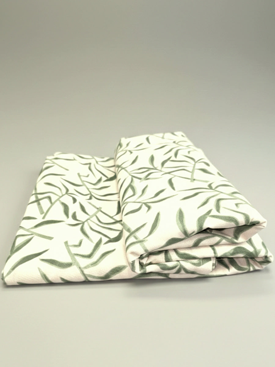 Ziva Waterproof Baby Bed Protector- Bamboo Leaf Print ( Cotton Fabric with PVC Coating, Easy Wipe Clean Mattress Protector)