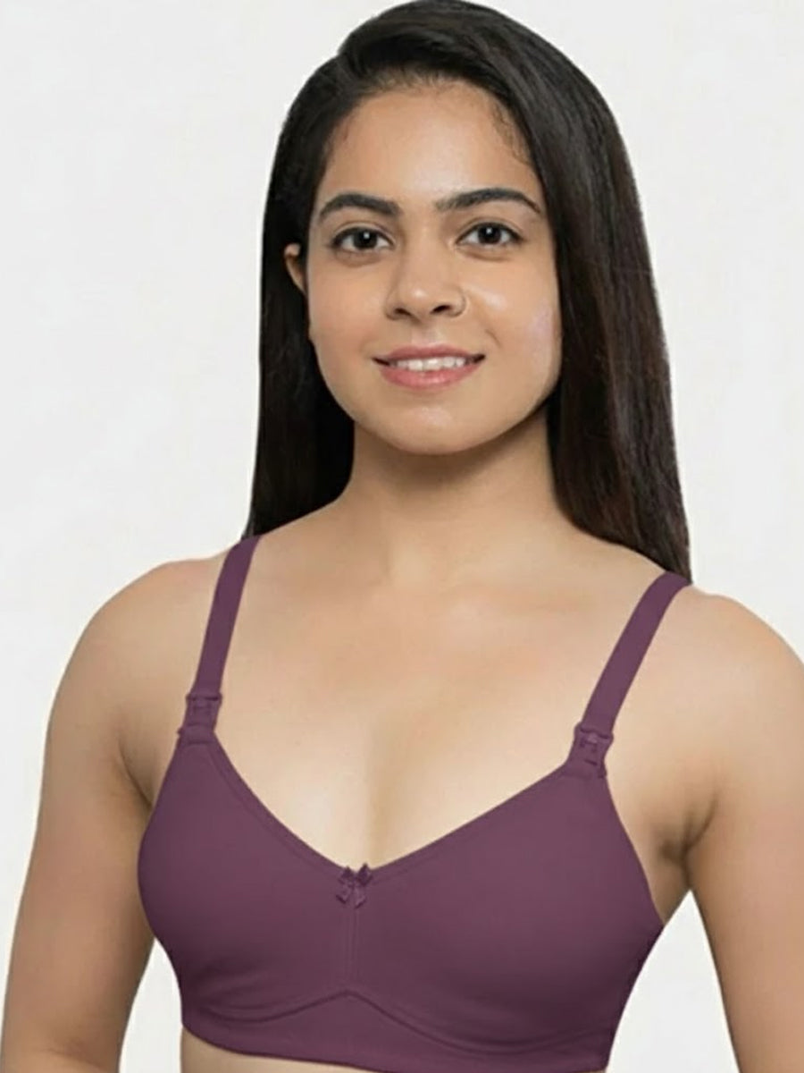 Ziva Double Layer Moulded Knit Feeding Bra – Grape Wine