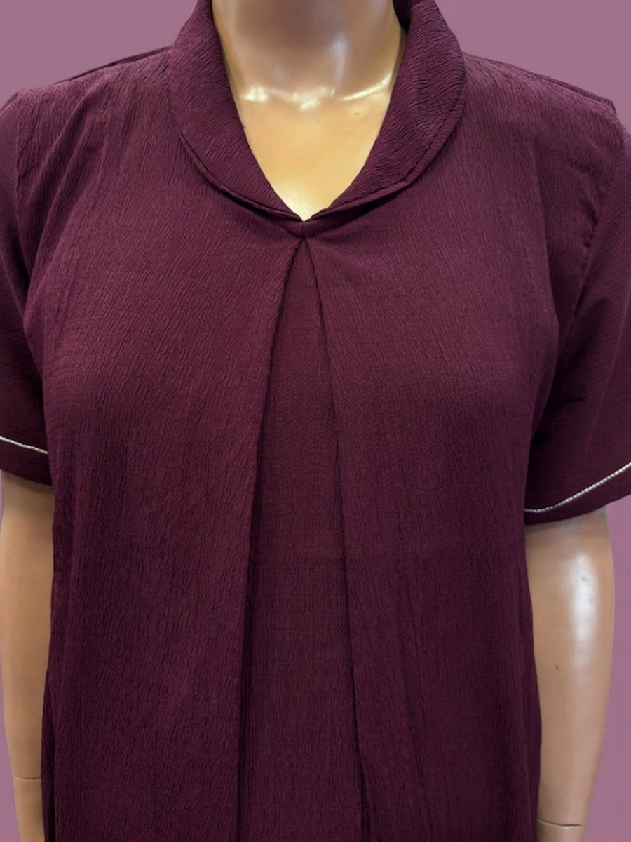 Ziva Maternity & Feeding  A-Line Dress with Zip & Pocket – Maroon