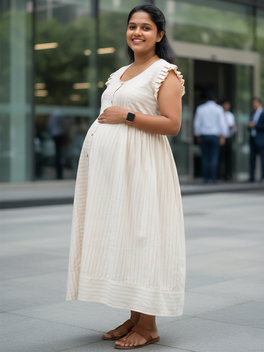 feeding cotton dresses Baby Foot Soft Cotton Zipless Maternity & Feeding Dress