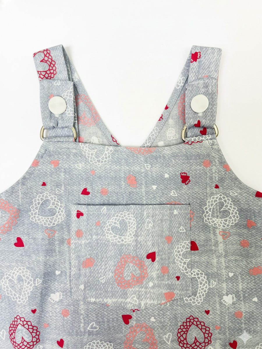 Grey-Blue Heart Print Knitted Jumpsuit with White Inner Top – Soft Baby Boy Romper Set