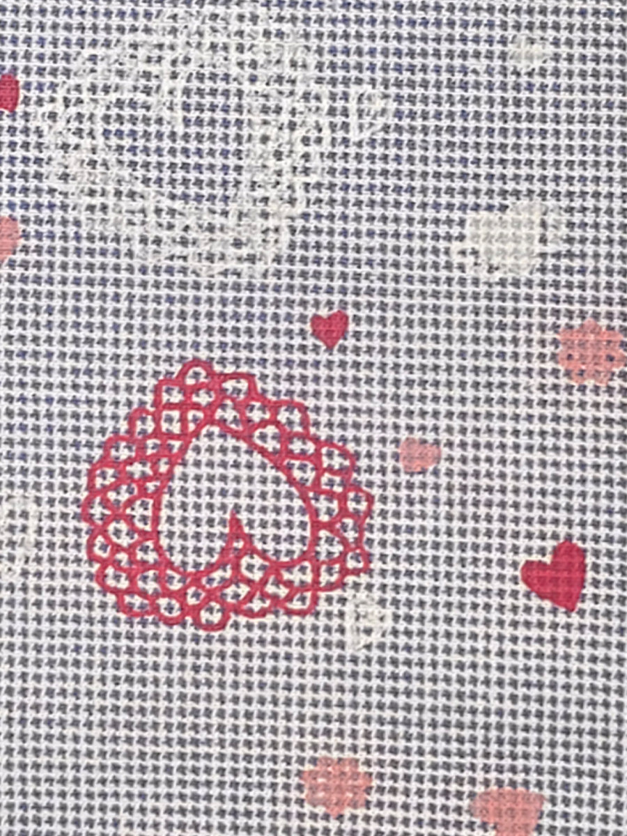 Blue & White Micro-Check Heart Print Maternity & Feeding  Zipless dress