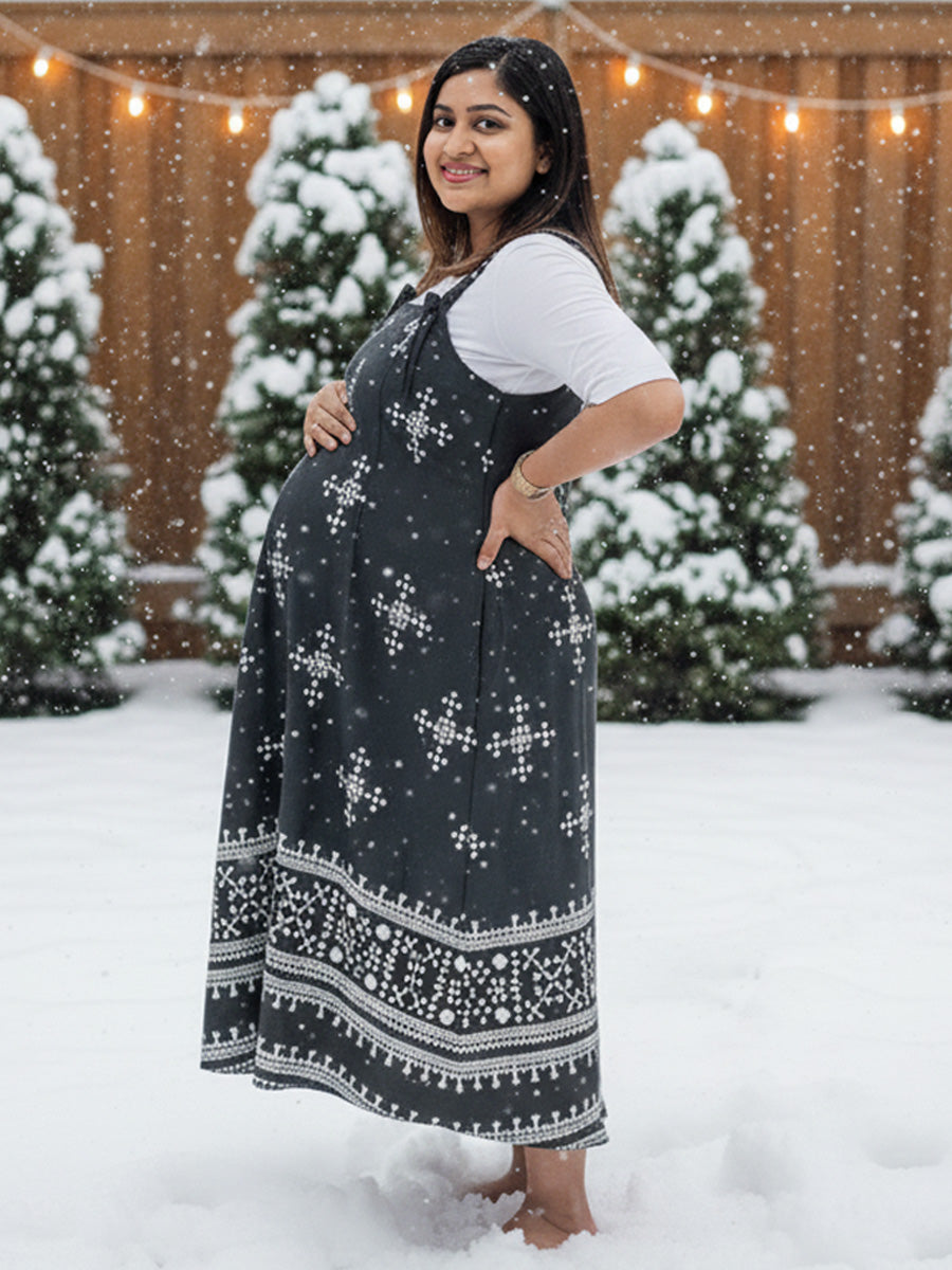 Maternity Short Dress Detie - Black & White