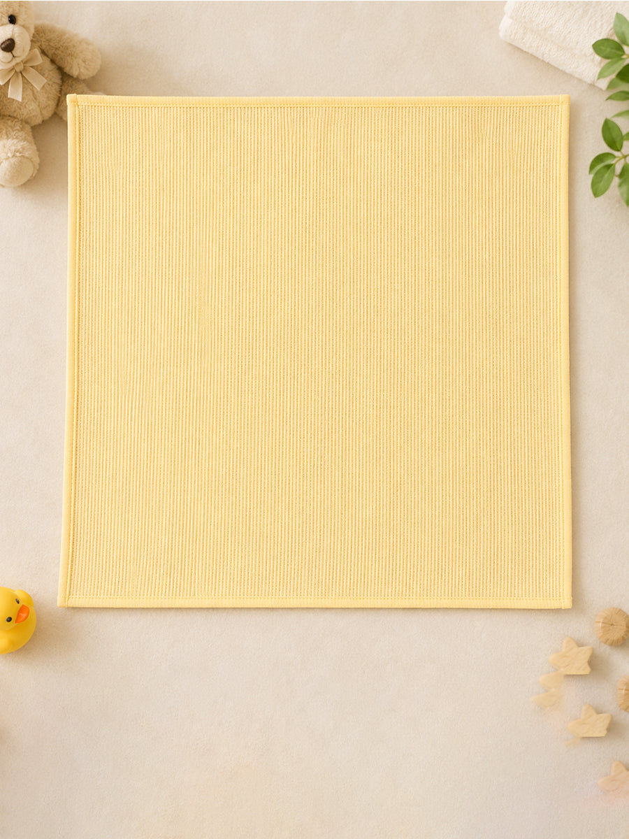 Ziva Baby Bath Towel – Soft Pastel Yellow | Cotton | Square Grid Cotton Weave