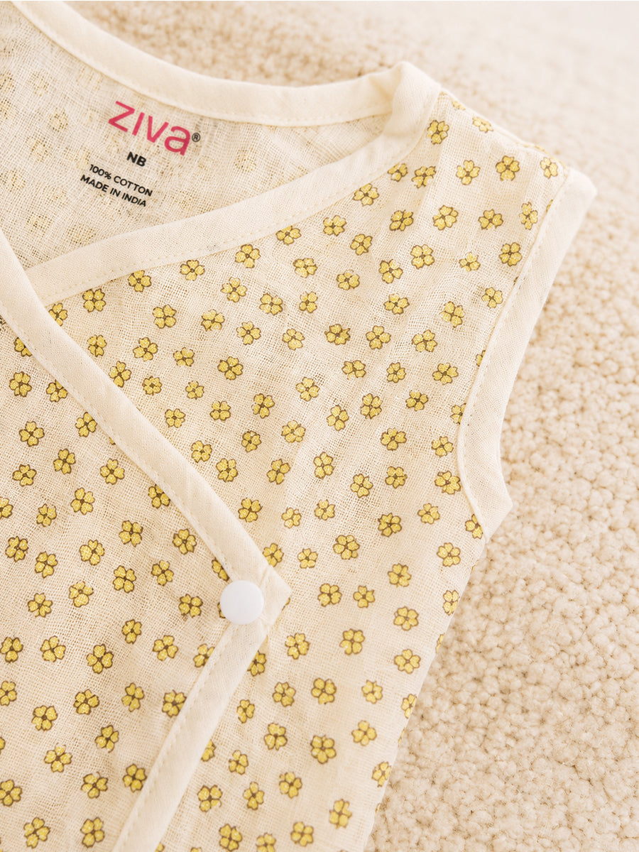 Ziva Premium Muslin Baby Jabla – Side Open Overlap Press Button | Pack of 3 Assorted Prints (Print Details: Check Product Description)