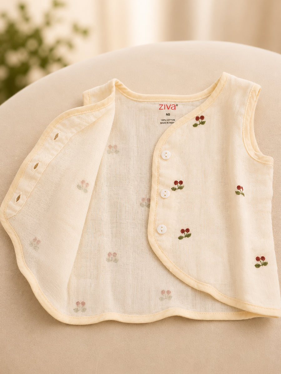 Ziva Premium Muslin Baby Jabla – Front Button | Pack of 3 Assorted Prints (Print Details: Check Product Description)