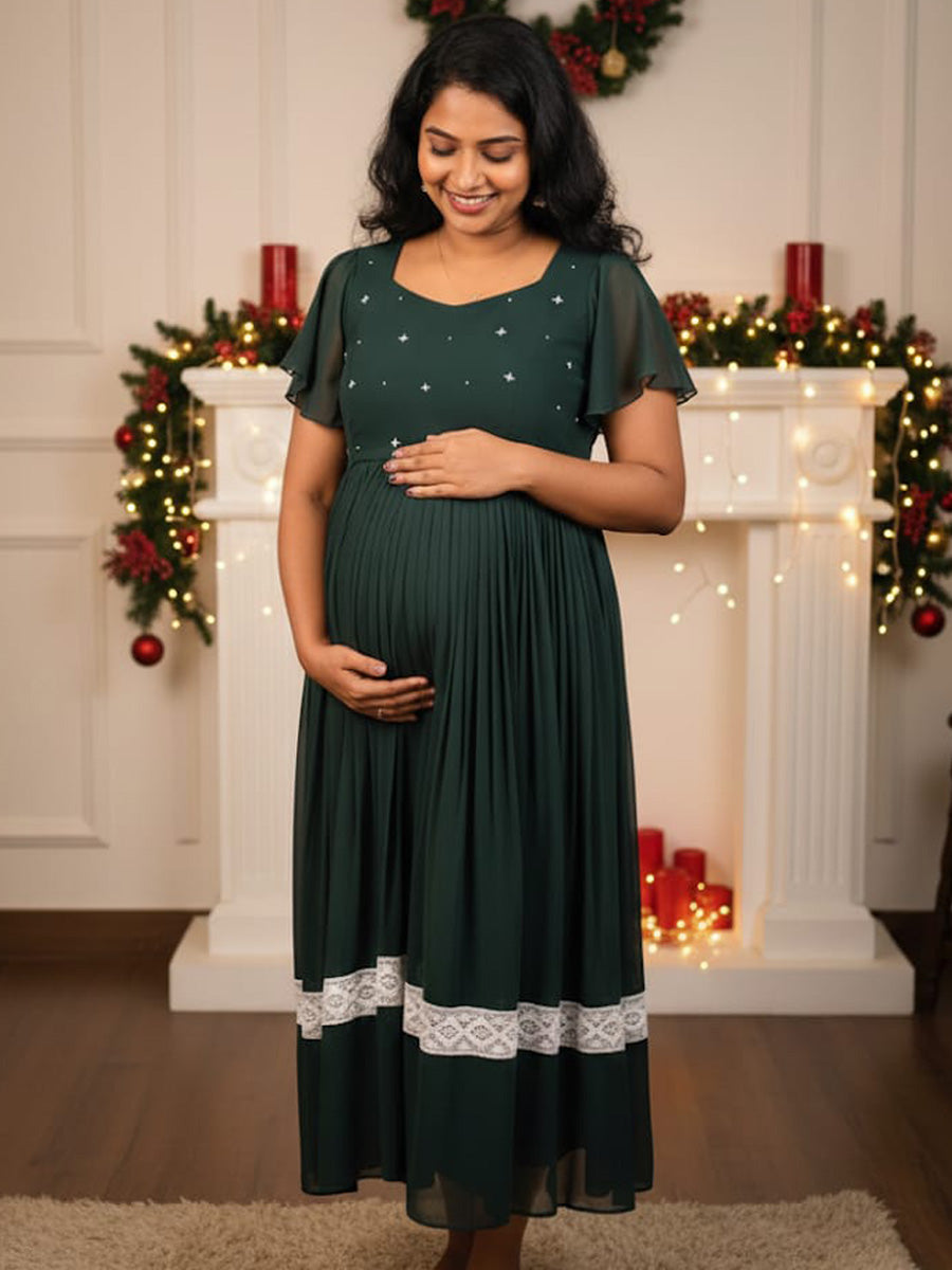 Maternity Photo shoot Gown Green