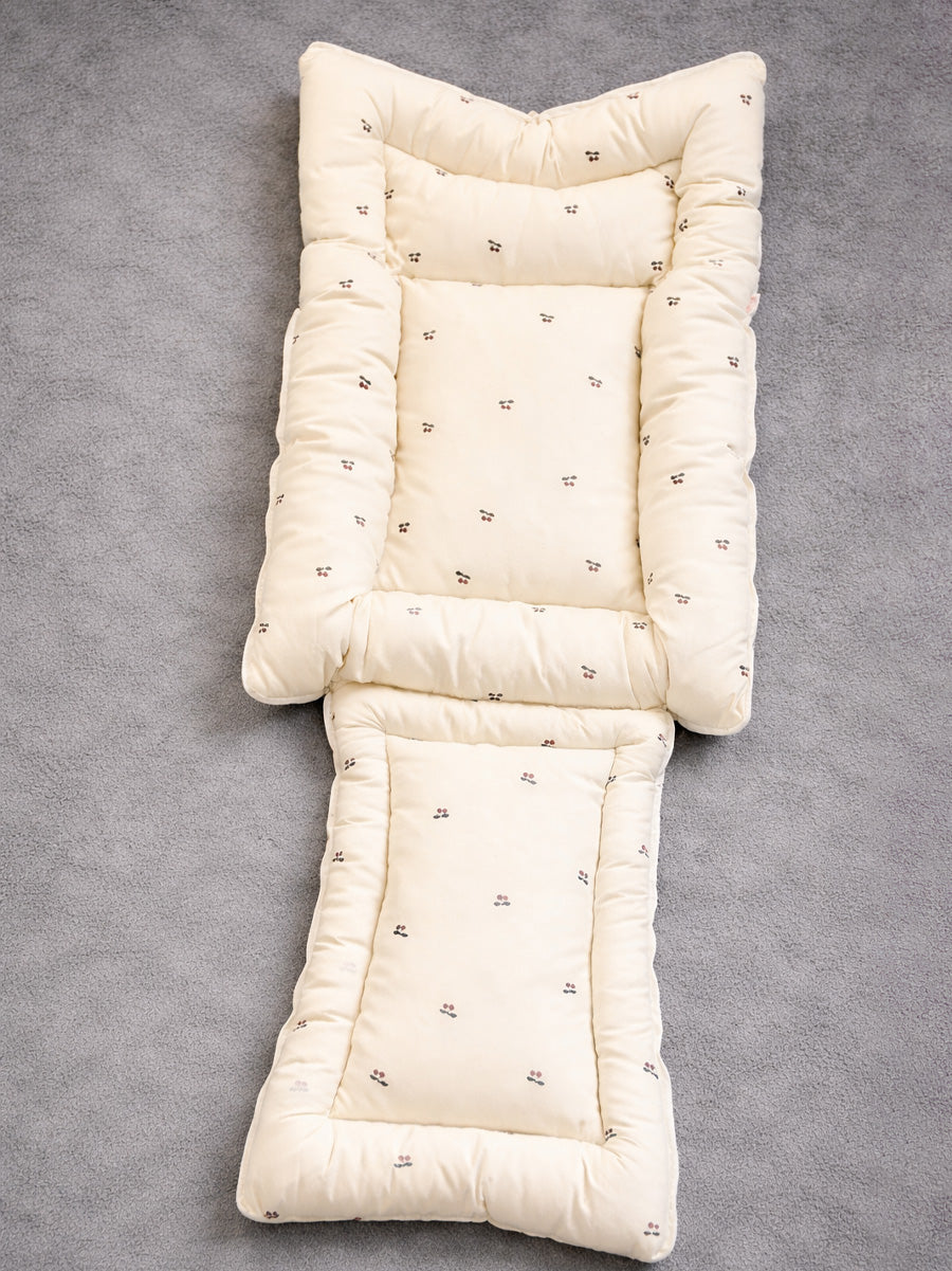 Ziva 3-in-1 Baby Bed – Carry Nest cum Sleeping Bag (Cherry Print, Cream | Organic Cotton Fabric)