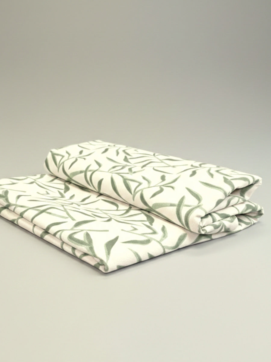 Ziva Waterproof Baby Bed Protector- Bamboo Leaf Print ( Cotton Fabric with PVC Coating, Easy Wipe Clean Mattress Protector)