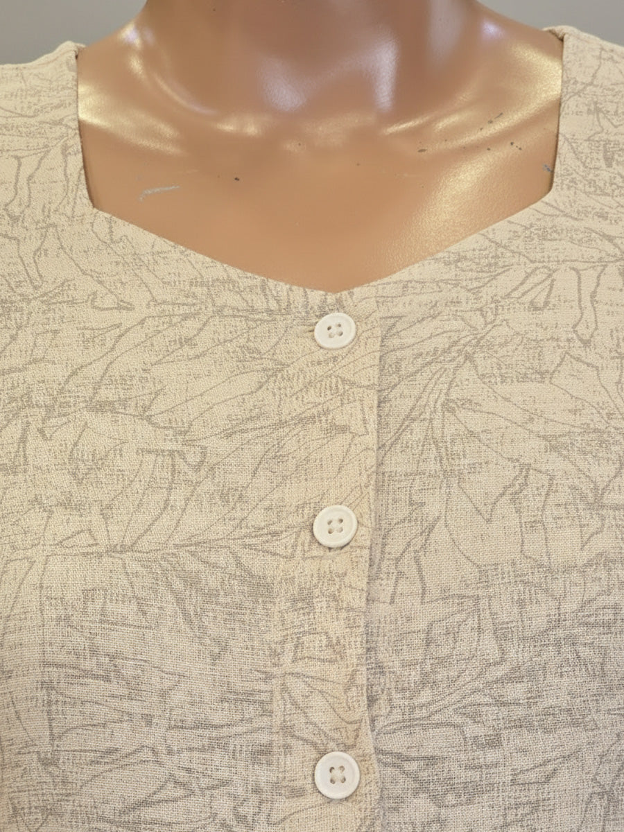 Ziva Cotton Full Open Short Maternity & Nursing Nighty – Cream Abstract Print