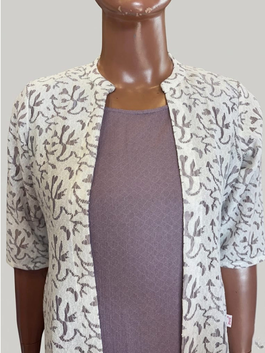 Ziva Maternity & Feeding Dress with Sleeveless Inner & Long Jacket – Dusty Mauve & White
