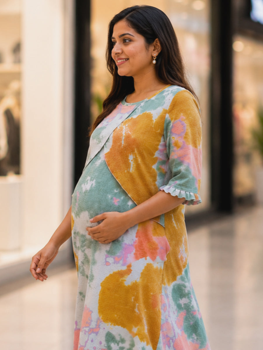 feeding maxi dress for women Ziva Maternity & Feeding Knitted Cotton Maxi Dress with Zipless Feedin –  ZIVAMOMS