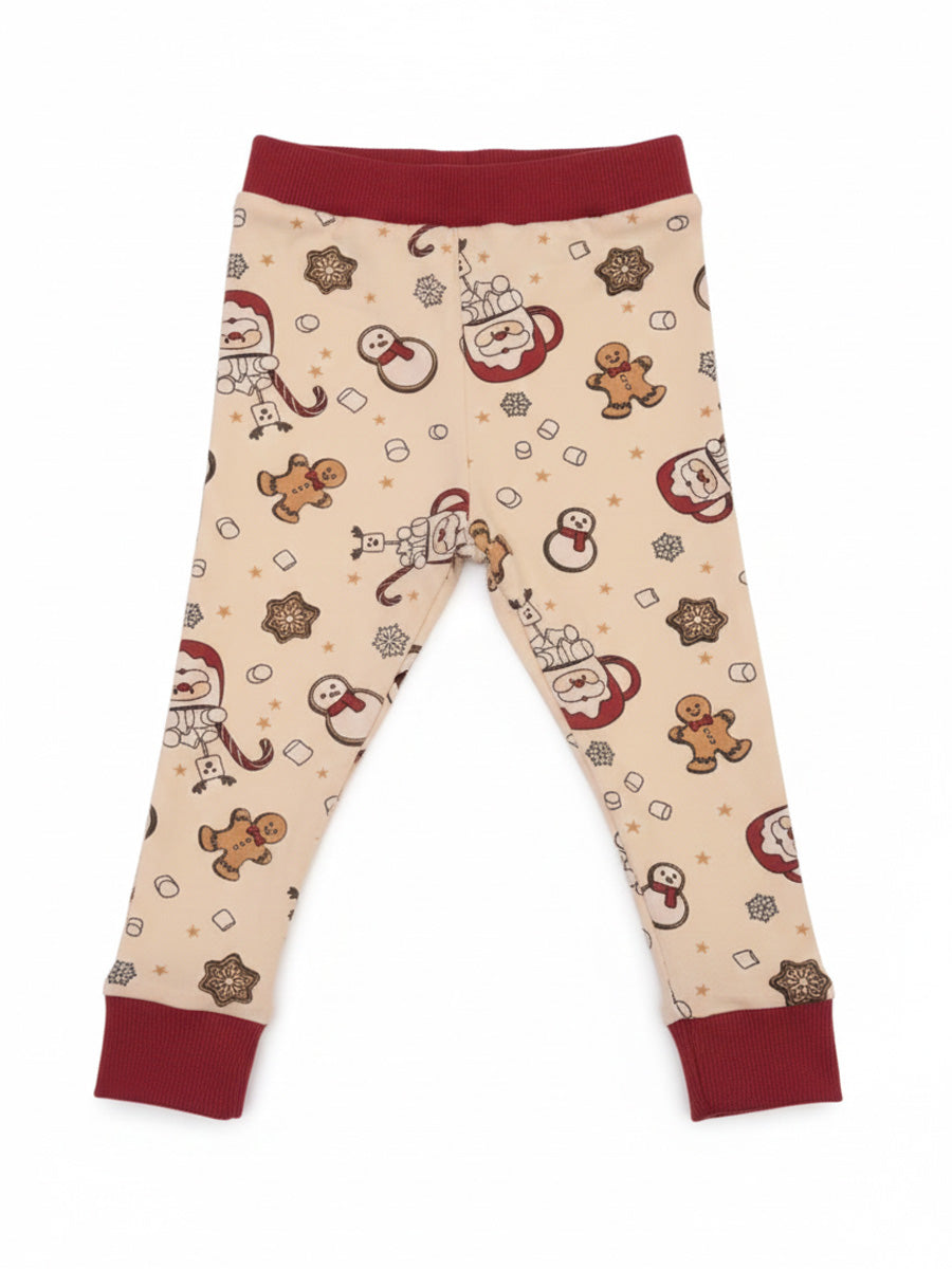 Cream Christmas Novelty Print Cord Set – Santa & Gingerbread Unisex Kids Wear