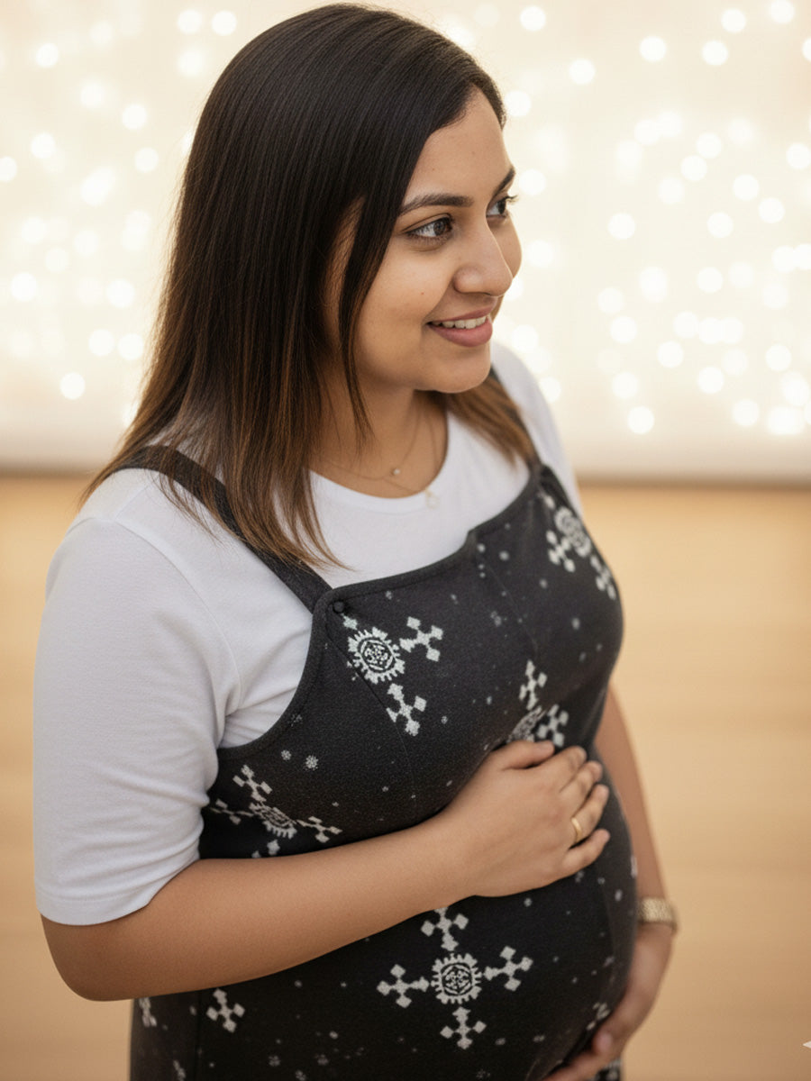 Maternity Short Dress Detie - Black & White