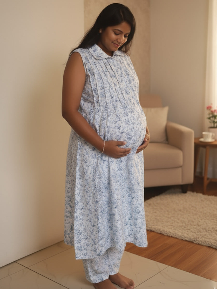 Sleeveless Cotton Collar Cord Set – Nursing Zip | Ziva