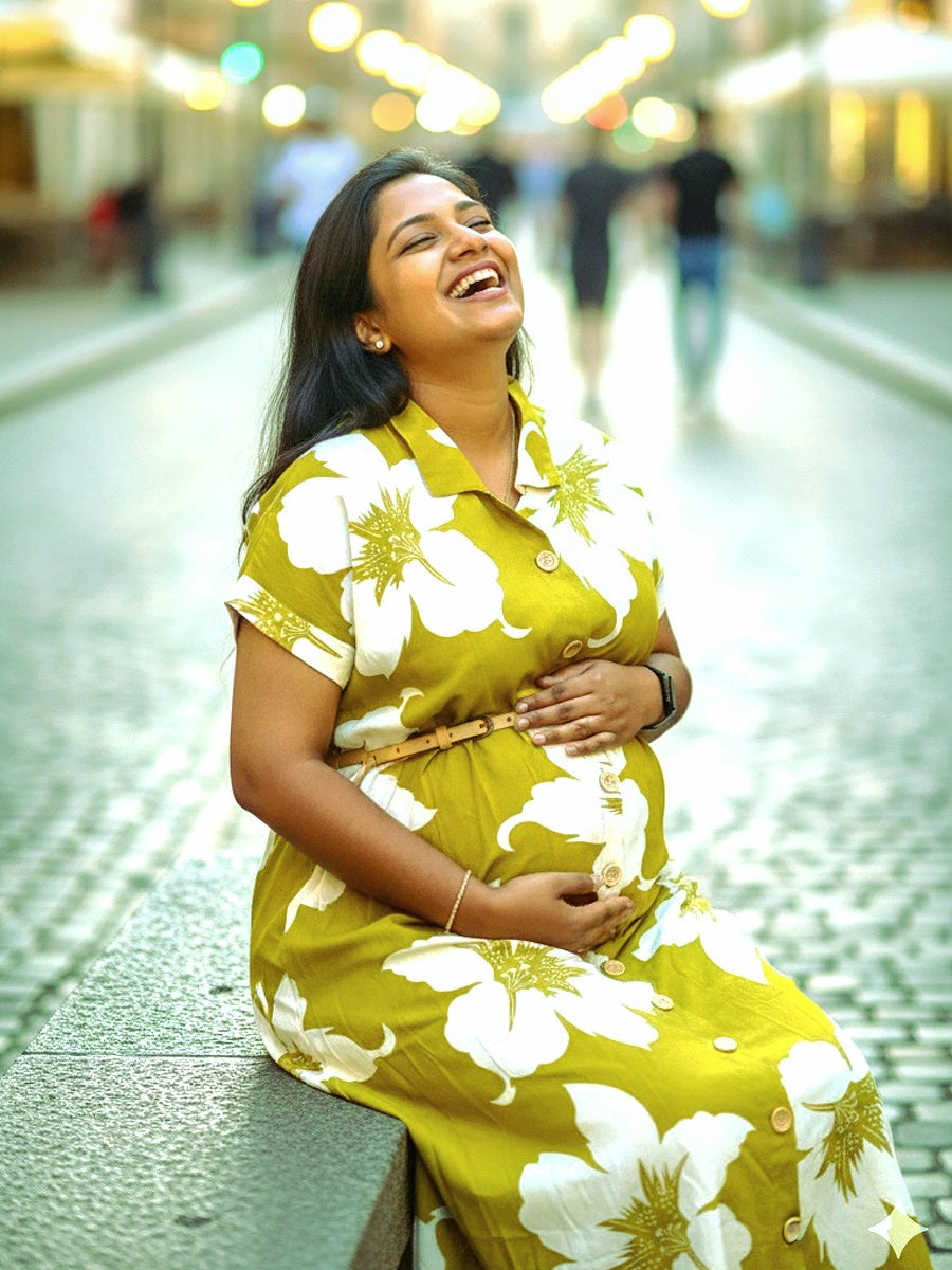 Light Green Floral Shirt Dress – Full Open Nursing | Ziva