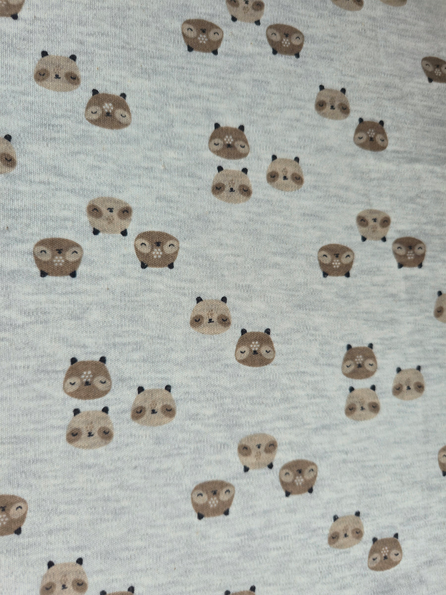 Ziva Baby Blanket – Grey Melange | Tiny Teddy Bear Print | Knitted Cotton