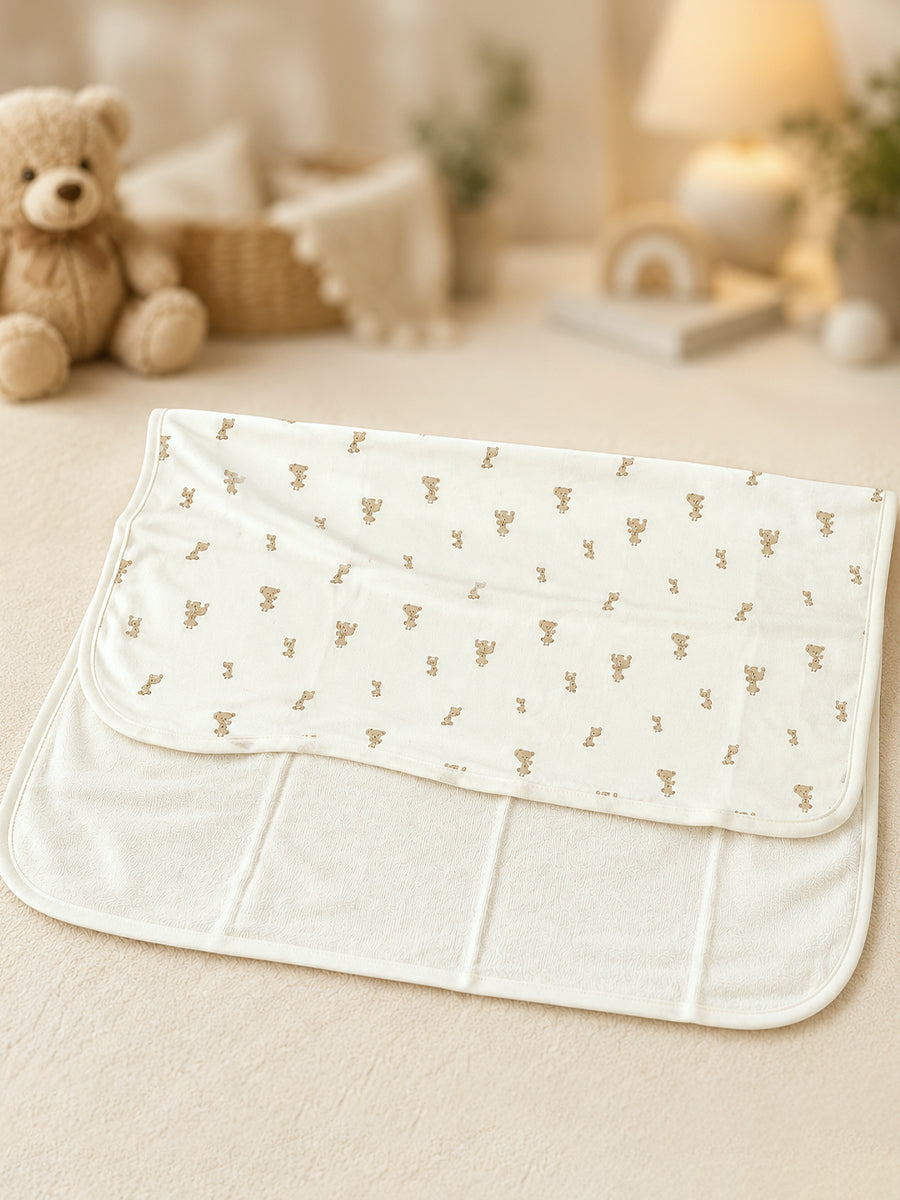 Ziva Baby Blanket – Off White | Tiny Teddy Parade Print | Knitted Cotton