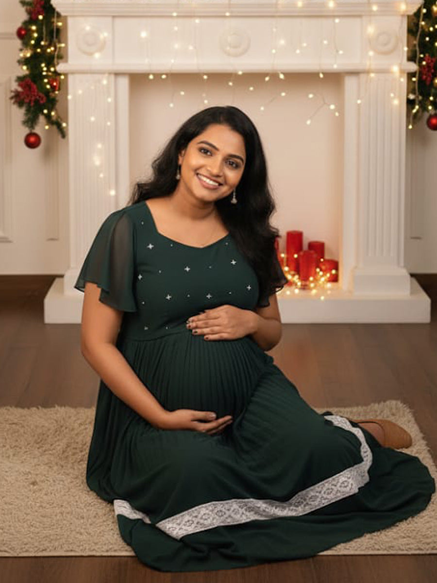 Maternity Photo shoot Gown Green