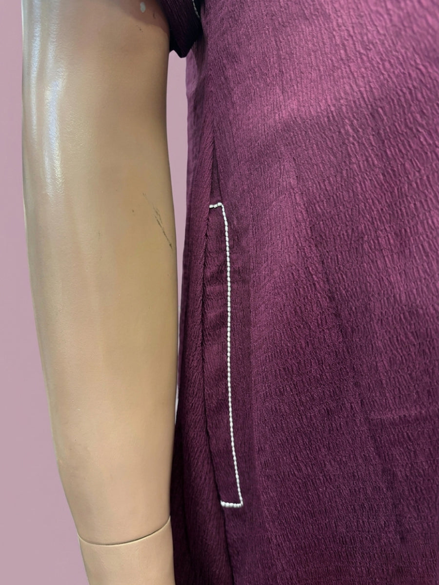 Ziva Maternity & Feeding  A-Line Dress with Zip & Pocket – Maroon
