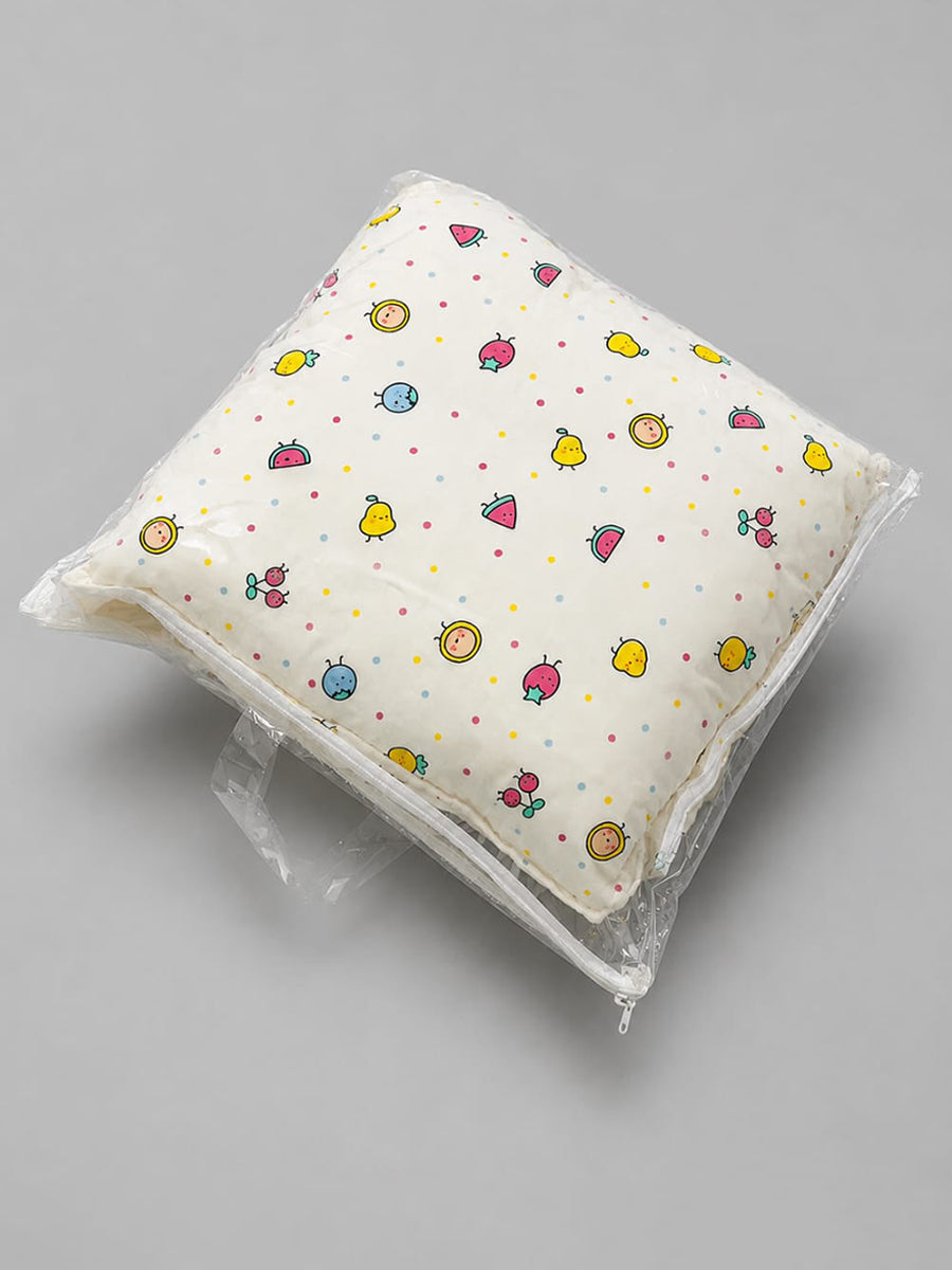 Ziva Multipurpose Cotton Baby Cradle with Bed & Convertible Swing Chair – Off White Cartoon Fruit Print