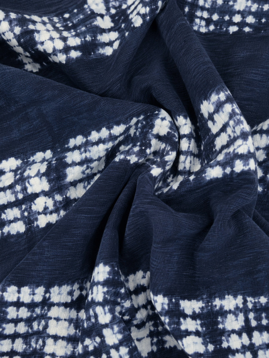 Ziva Maternity & Feeding Knitted Cotton Midi Dress with Zipless Feeding Access & Pocket – Navy Blue Tie-Dye Stripes