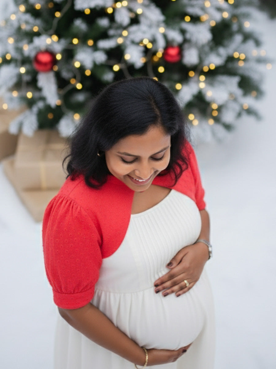 Maternity Short Dress Joy - White & Red