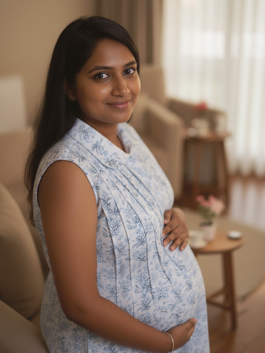 Sleeveless Cotton Collar Cord Set – Nursing Zip | Ziva