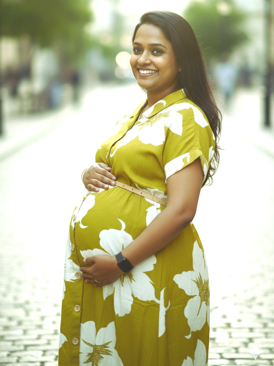 Light Green Floral Shirt Dress – Full Open Nursing | Ziva