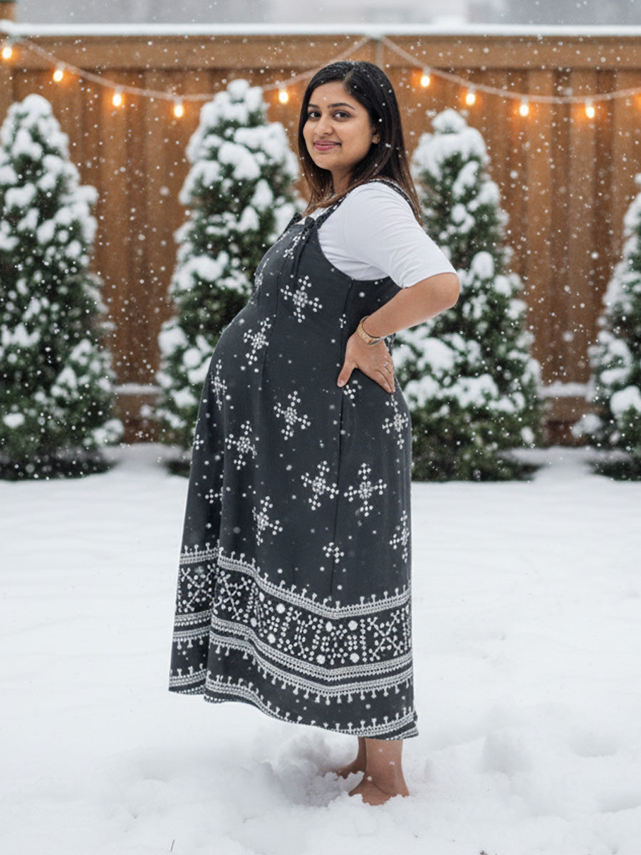 Maternity Short Dress Detie - Black & White