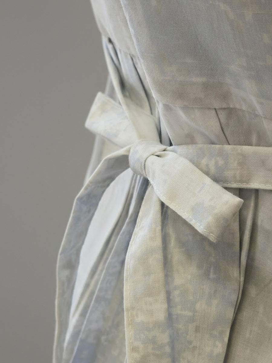 Cotton Full-Open Short Maternity Nighty – White Marble Print | ziva