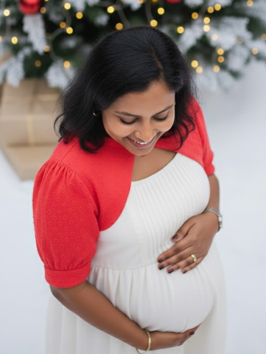 Maternity Short Dress Joy - White & Red