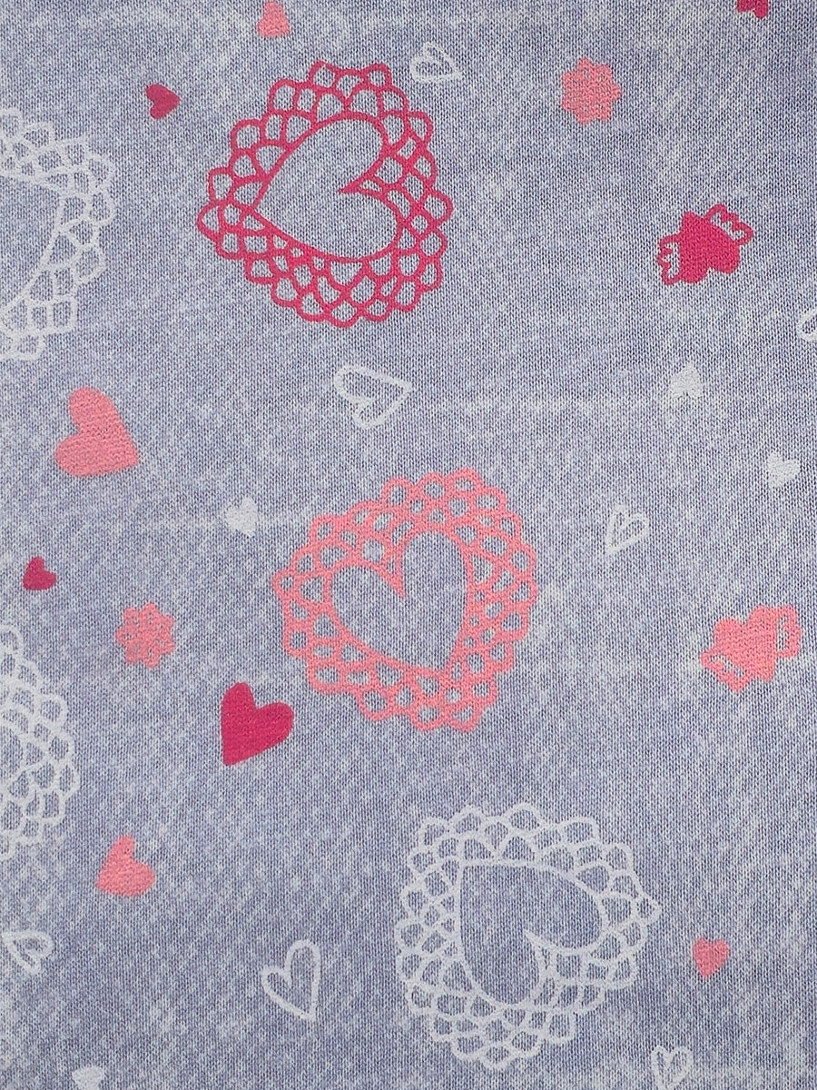 Zipless Maternity & Feeding Dress – Greyish Blue Melange Heart Print