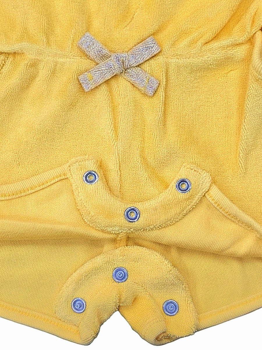 Yellow Color Jumpsuit in Terry Fabric with Orange Embroidery | 0–3M to 3Y